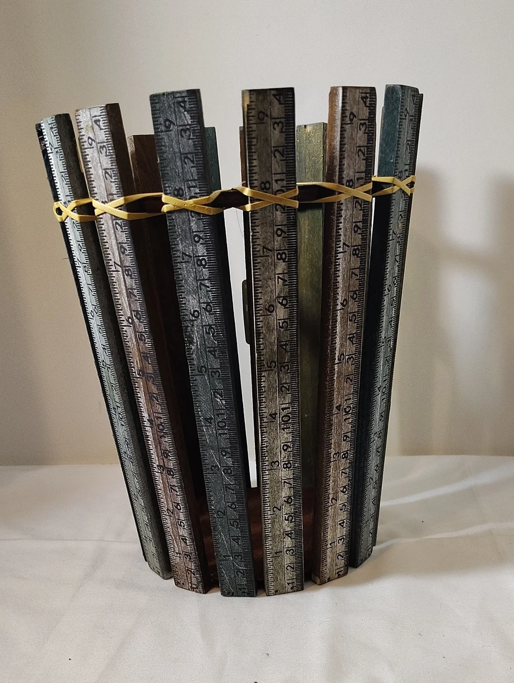 Wood Ruler Accent Vase - Multicolor Wood & Metal